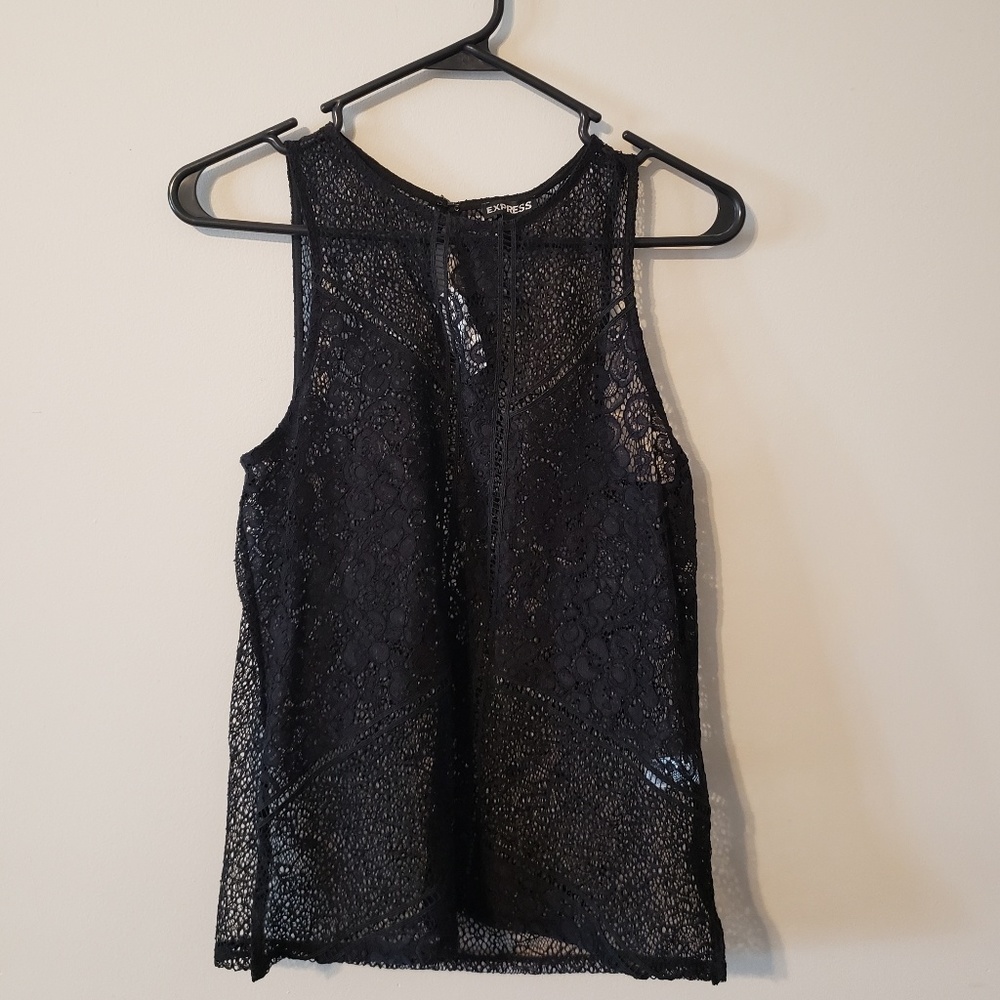 Express black loose lace tank top